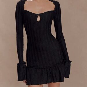 Meshki Daphne Pointelle Long Sleeve Mini Dress